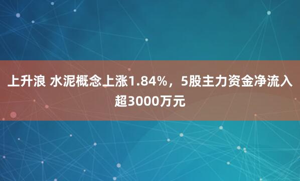 上升浪 水泥概念上涨1.84%，5股主力资金净流入超3000万元