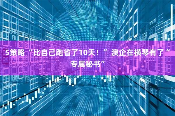 5策略 “比自己跑省了10天！” 澳企在横琴有了“专属秘书”